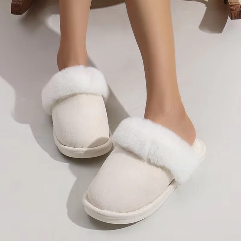 VALEY - Zapatillas de casa para mujer con punta redonda y forro de piel sintética