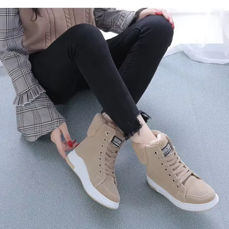 LIVIA - Botines altos de invierno con cordones y tacto suave para mujer