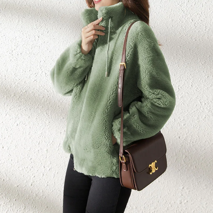 Sienna - Abrigo trench de ante para mujer, estilo oversized con solapas anchas