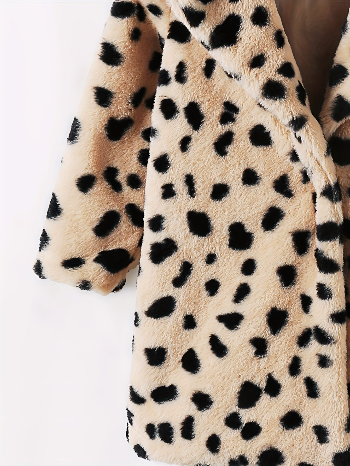 MILA - Chaqueta gruesa de felpa con estampado de leopardo para niñas