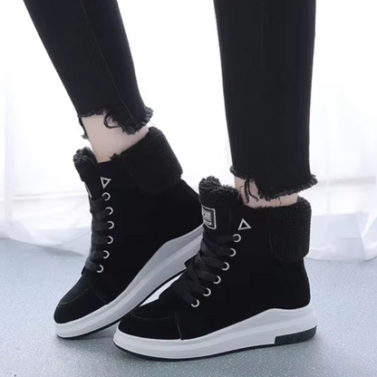 LIVIA - Botines altos de invierno con cordones y tacto suave para mujer