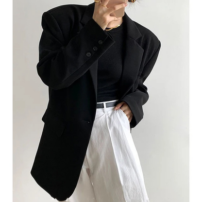 AURÈLIA - Blazer largo oversize con detalles de botones y corte entallado para mujer