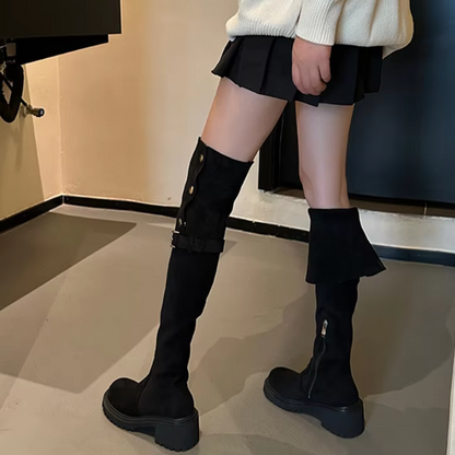 VIOLA - Botas overknee con plataforma y detalles metálicos para mujer