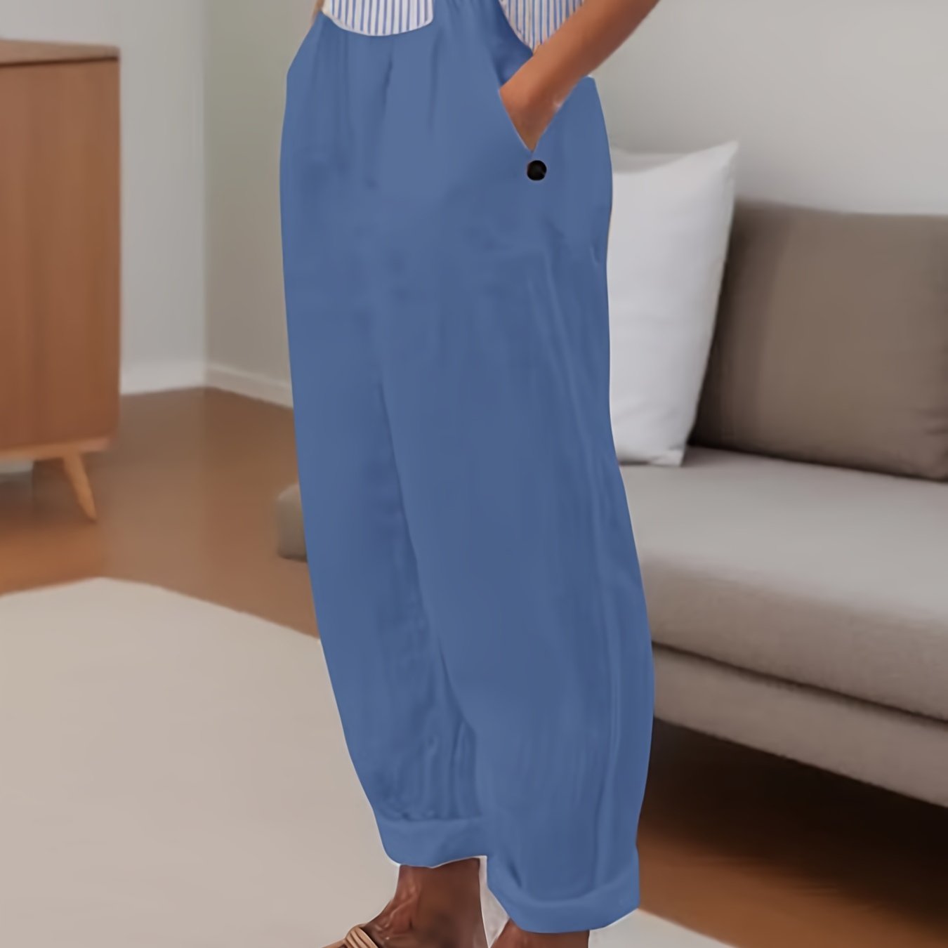 Pantalón de lino de talle alto con corte relajado para mujer – CELINA