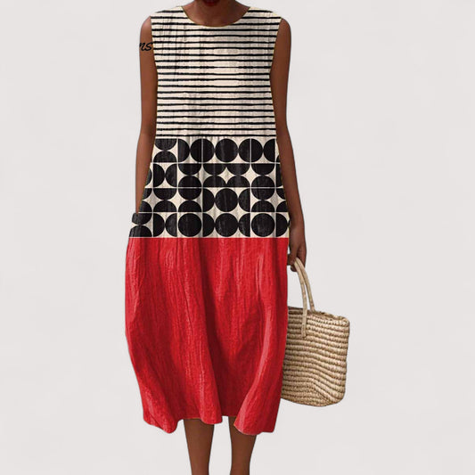 Vestido midi de mujer con bloques de color y corte holgado – CHELSIE