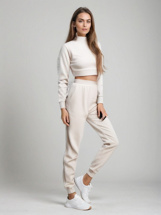 Conjunto athleisure de dos piezas con top corto y pantalón cómodo – LÉNA ActiveEase