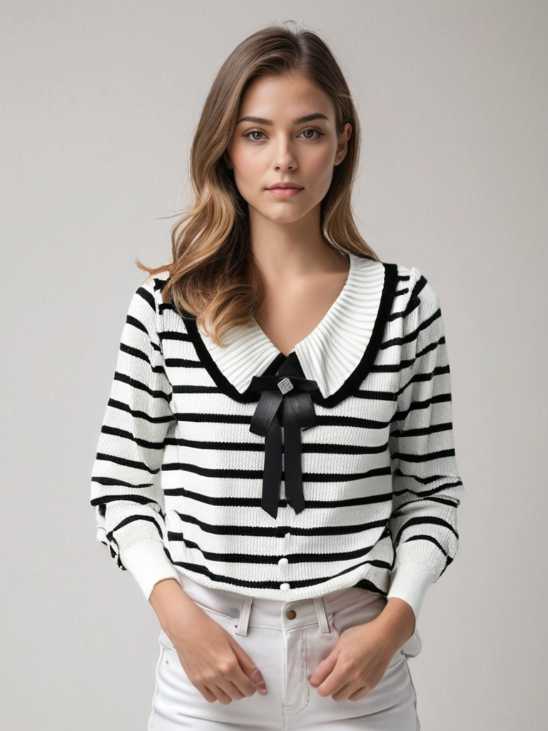 Xenia | Gestreepte Jersey de punto suave con rayas y diseño casual – LUNÉA