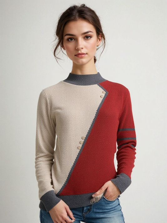 Jersey de punto con bloques de color y corte relajado – VELINA