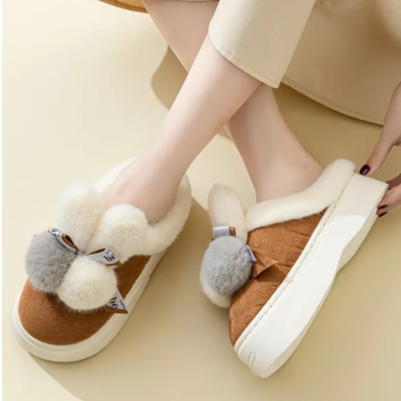 NIA - Zapatillas planas de peluche transpirables para mujer