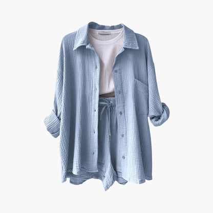 Conjunto de verano con blusa y short de talle alto – HELIA