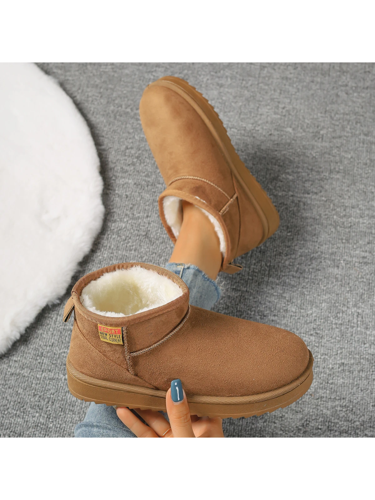 LINA - Botas de invierno ligeras, planas y forradas