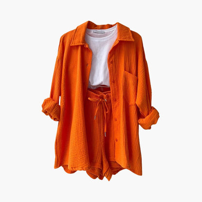 Conjunto de verano con blusa y short de talle alto – HELIA