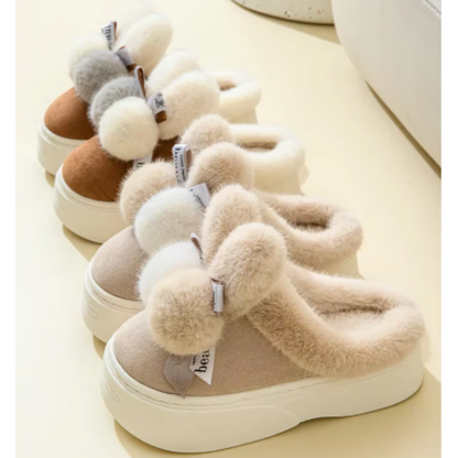 NIA - Zapatillas planas de peluche transpirables para mujer