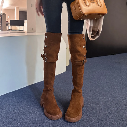 VIOLA - Botas overknee con plataforma y detalles metálicos para mujer