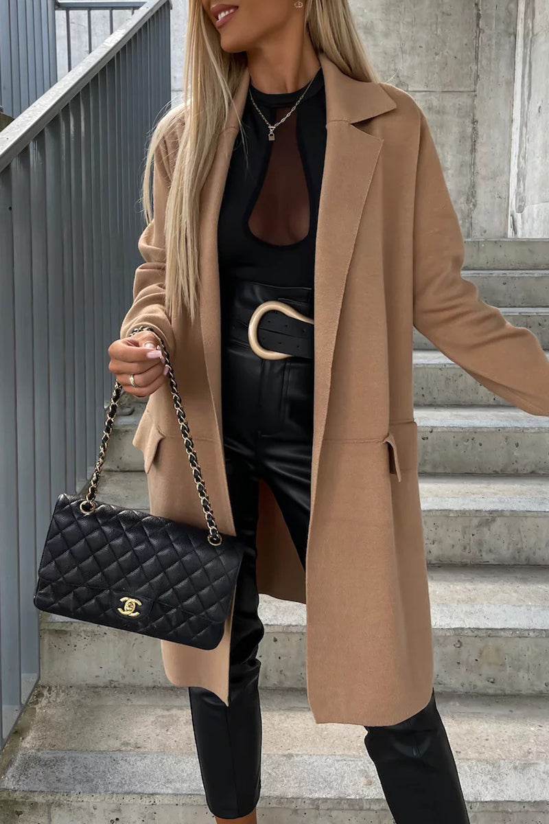 VALENTINA - Abrigo elegante con bolsillos y cuello vuelto para mujer