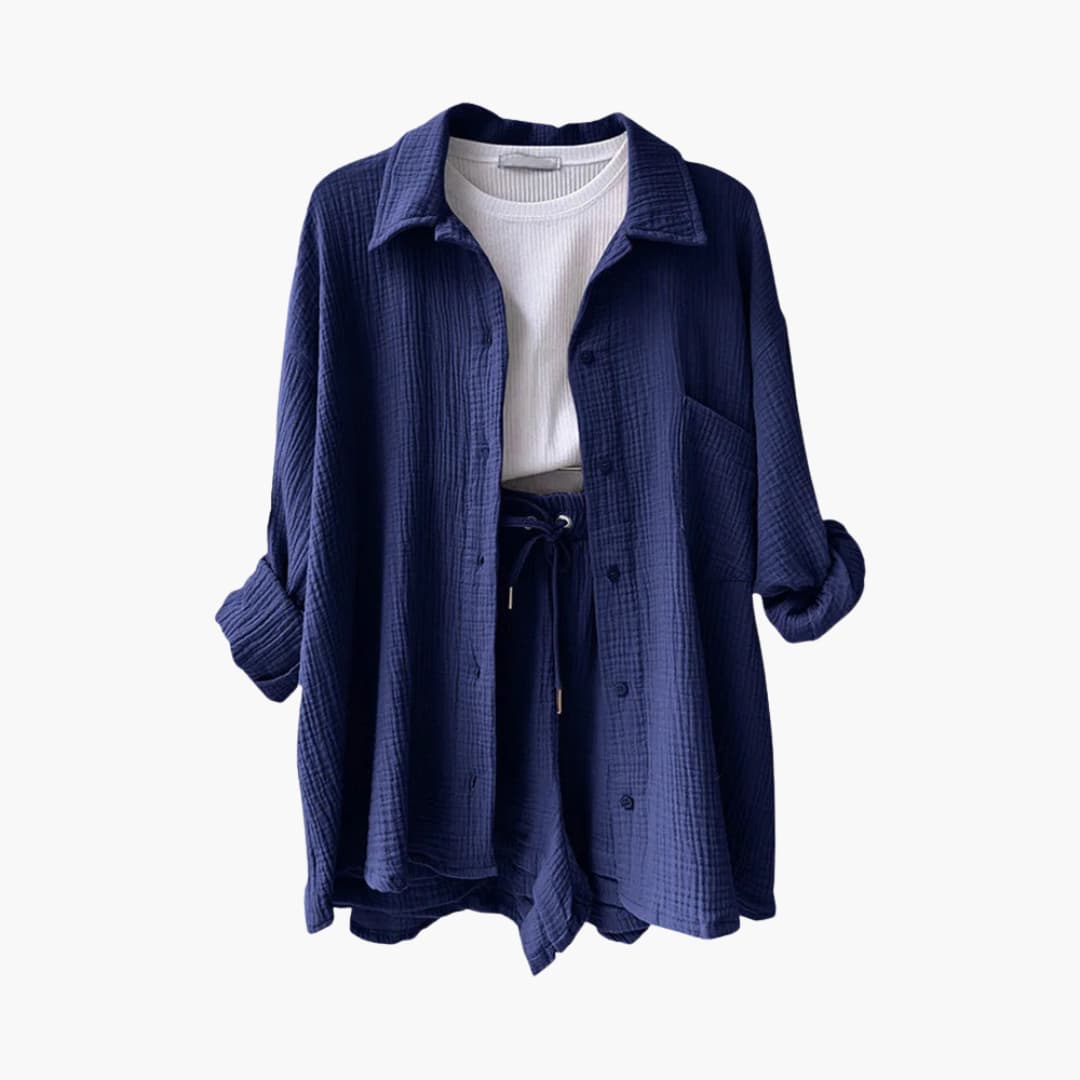 Conjunto de verano con blusa y short de talle alto – HELIA