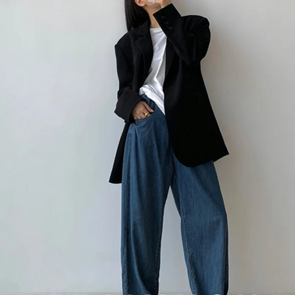 AURÈLIA - Blazer largo oversize con detalles de botones y corte entallado para mujer