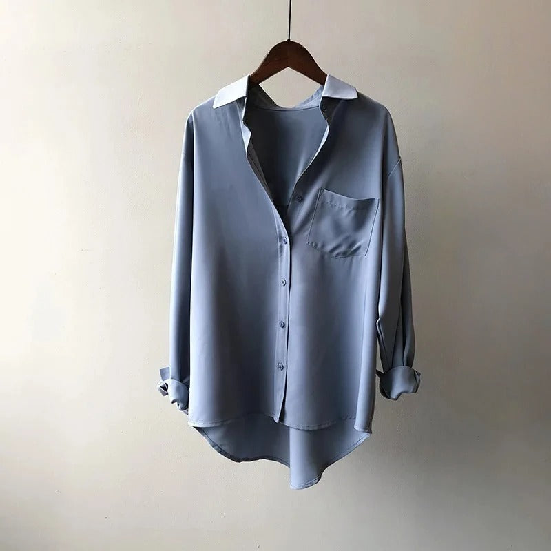 Blusa tipo camisa de estilo relajado y sofisticado – MONARA
