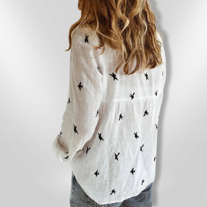 Camisa de algodón con estampado y manga larga – CÁLIDA