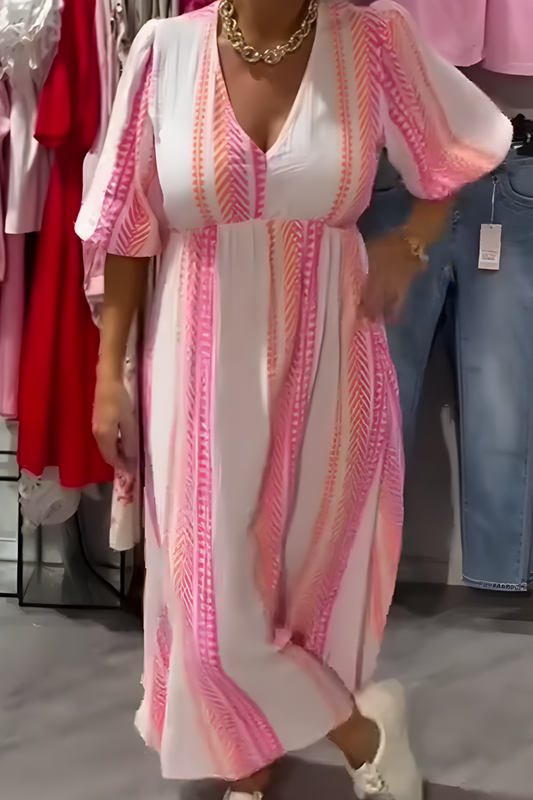 Vestido de verano con escote en V y corte fluido – DELANNA