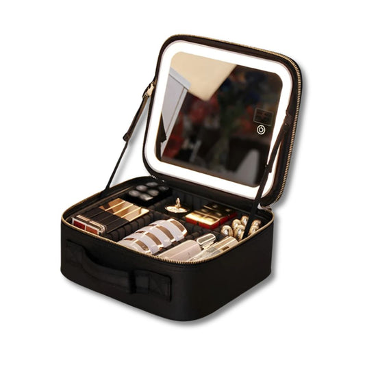 Estuche de maquillaje con espejo LED portátil – PERLA