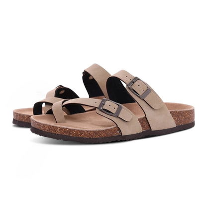 Sandalias de verano con punta abierta y doble hebilla – Calyssa