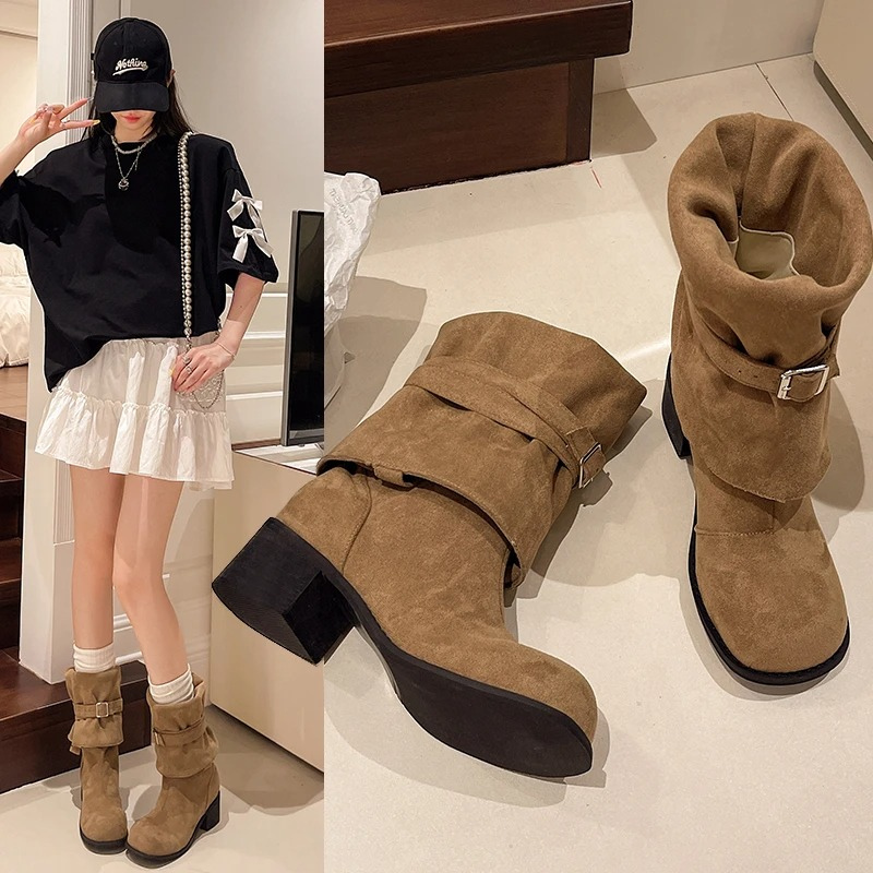 NADIA - Botas altas ligeras con tacón grueso para mujer