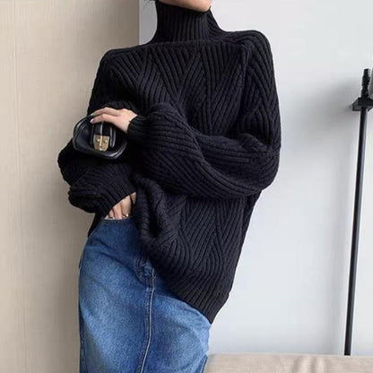 ROMINA - Suéter de cuello alto elegante en negro para mujeres