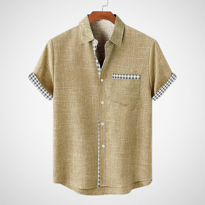 Camiseta de hombre con mangas cortas y detalles de cuadros – KHALID