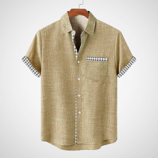 Camiseta de hombre con mangas cortas y detalles de cuadros – KHALID