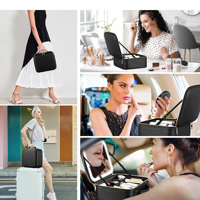 Estuche de maquillaje con espejo LED portátil – PERLA