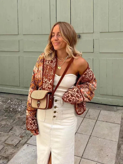 Chaqueta de cuadros estilo vintage en tejido suave – MIRTHEA