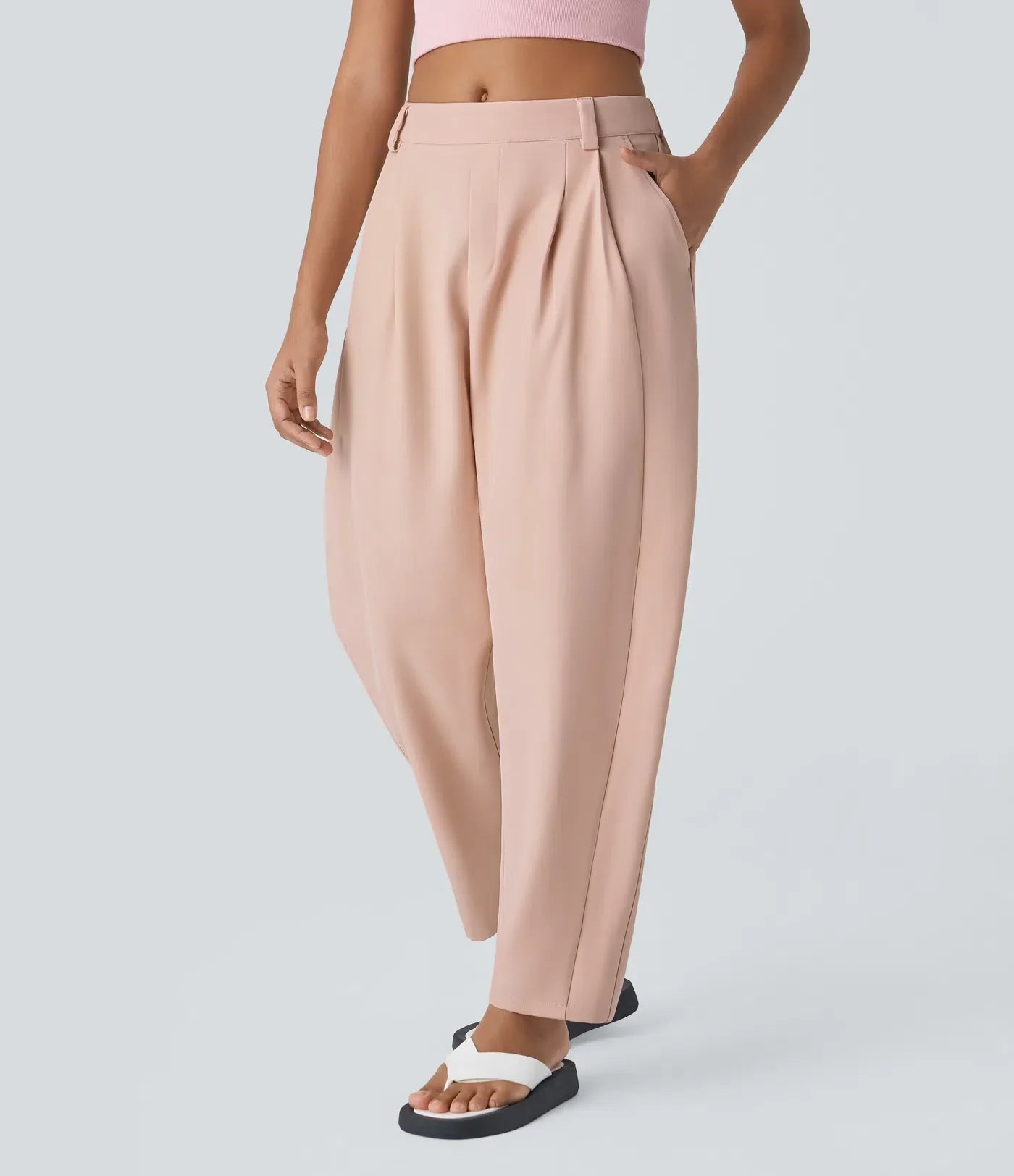 Pantalón holgado de mujer con cintura alta – CLAUDINA