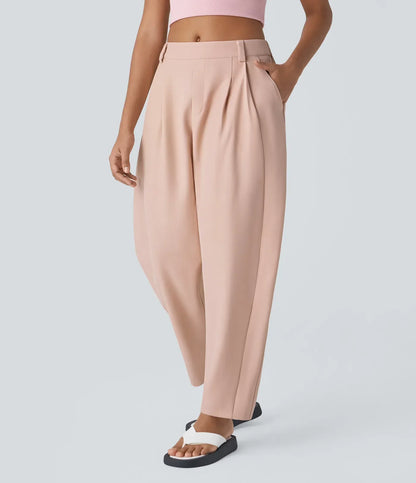 Pantalón holgado de mujer con cintura alta – CLAUDINA