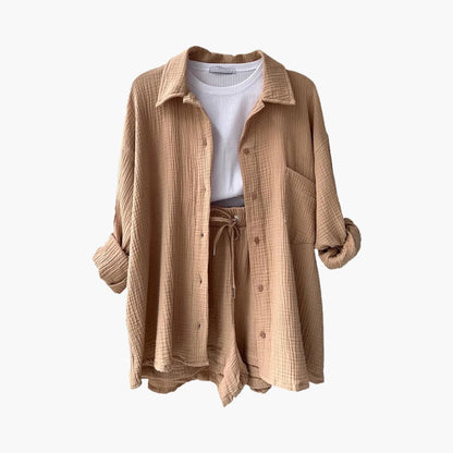 Conjunto de verano con blusa y short de talle alto – HELIA