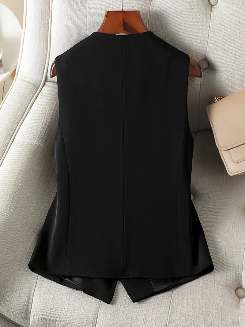 Chaleco entallado de mujer con escote en V profundo – MAIKE