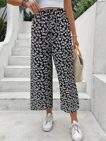 Pantalón recto de mujer con estampado floral – EVELYNIA