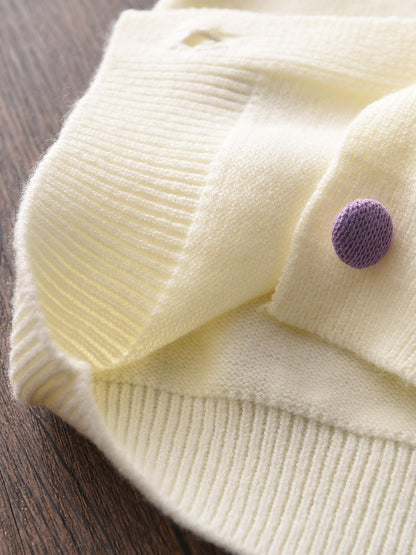 LILOU - Conjunto de cárdigan de punto y falda plisada para niñas