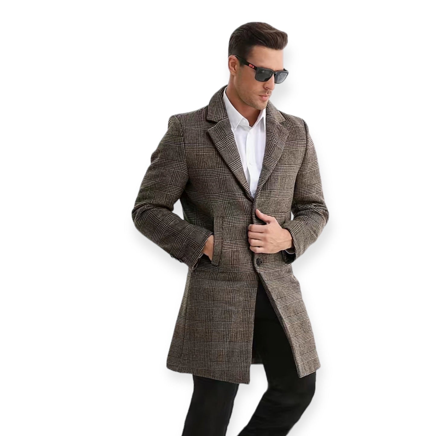 VIGGO - Abrigo de hombre de lujo con diseño a cuadros