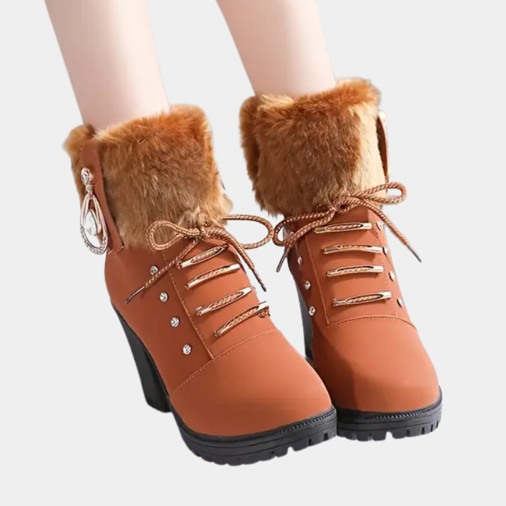 LEILA - Botines con cordones y tacón grueso para mujer