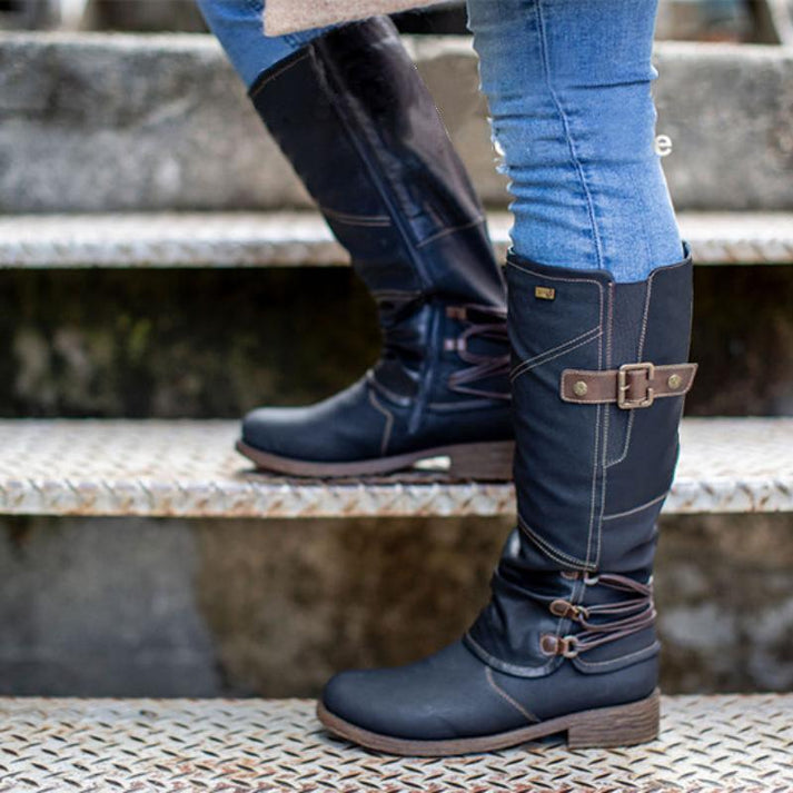 FELICIA – Botas cowboy de cuero vegano con tacón para mujer