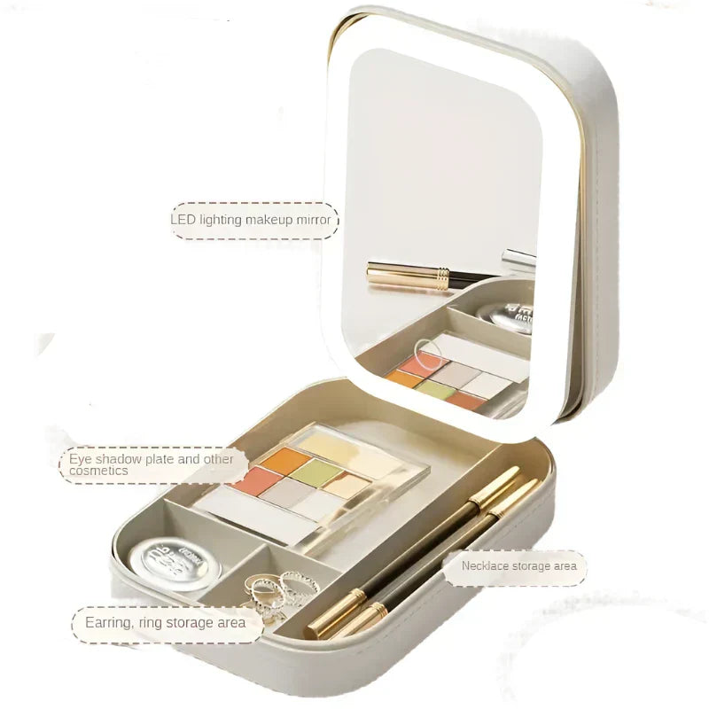 Neceser de maquillaje con espejo LED portátil para viaje – KORI