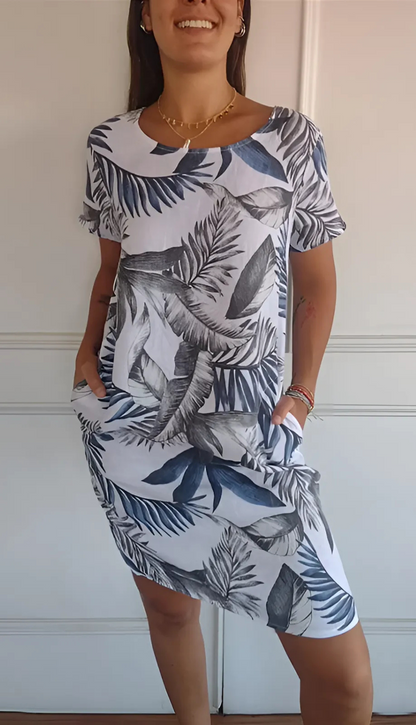 Vestido cómodo de corte recto con escote redondo – ANNERIS