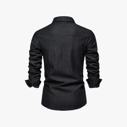 Camisa denim de manga larga con botón para hombre – OSWALD