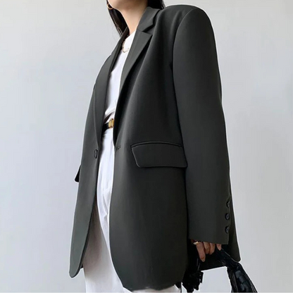 AURÈLIA - Blazer largo oversize con detalles de botones y corte entallado para mujer