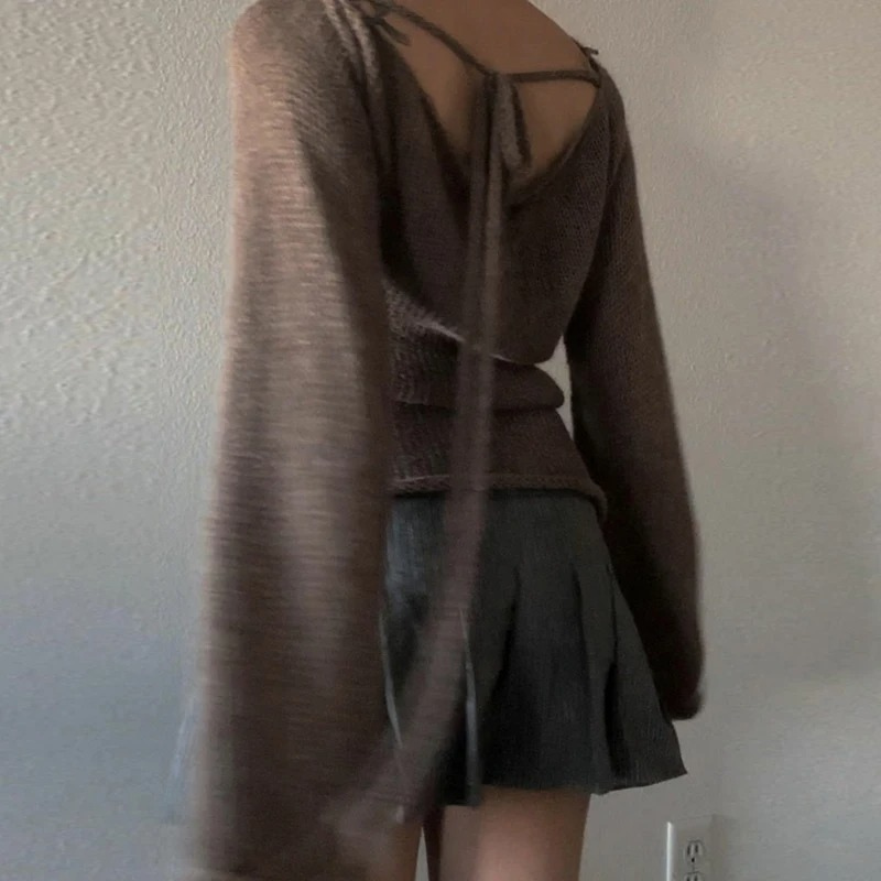 MONTSERRAT - Suéter con espalda abierta y detalle de lazo para mujer