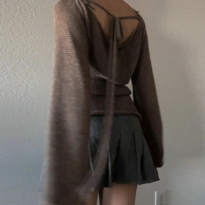 MONTSERRAT - Suéter con espalda abierta y detalle de lazo para mujer