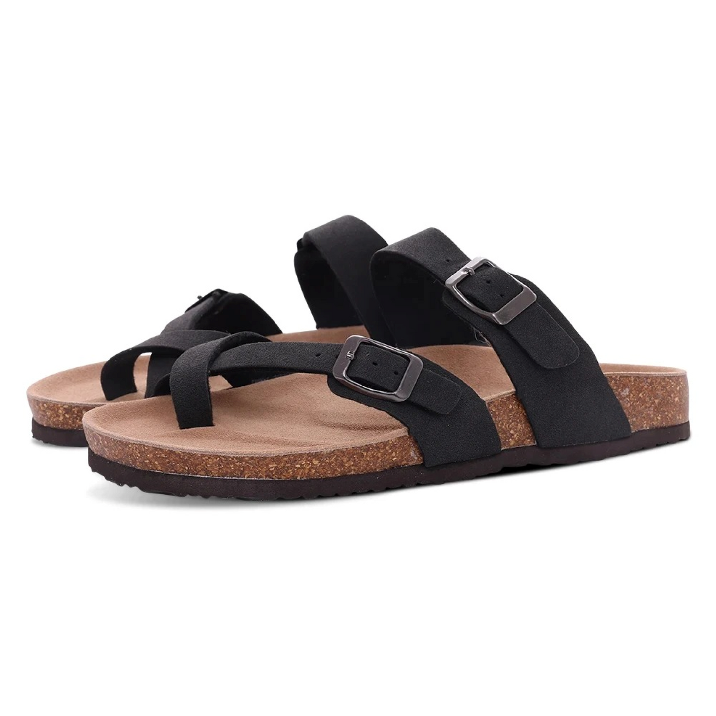 Sandalias de verano con punta abierta y doble hebilla – Calyssa