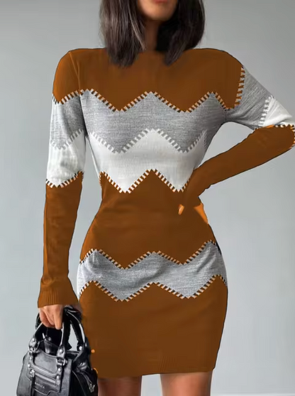 AMARA - Minivestido de punto con mangas largas para mujer