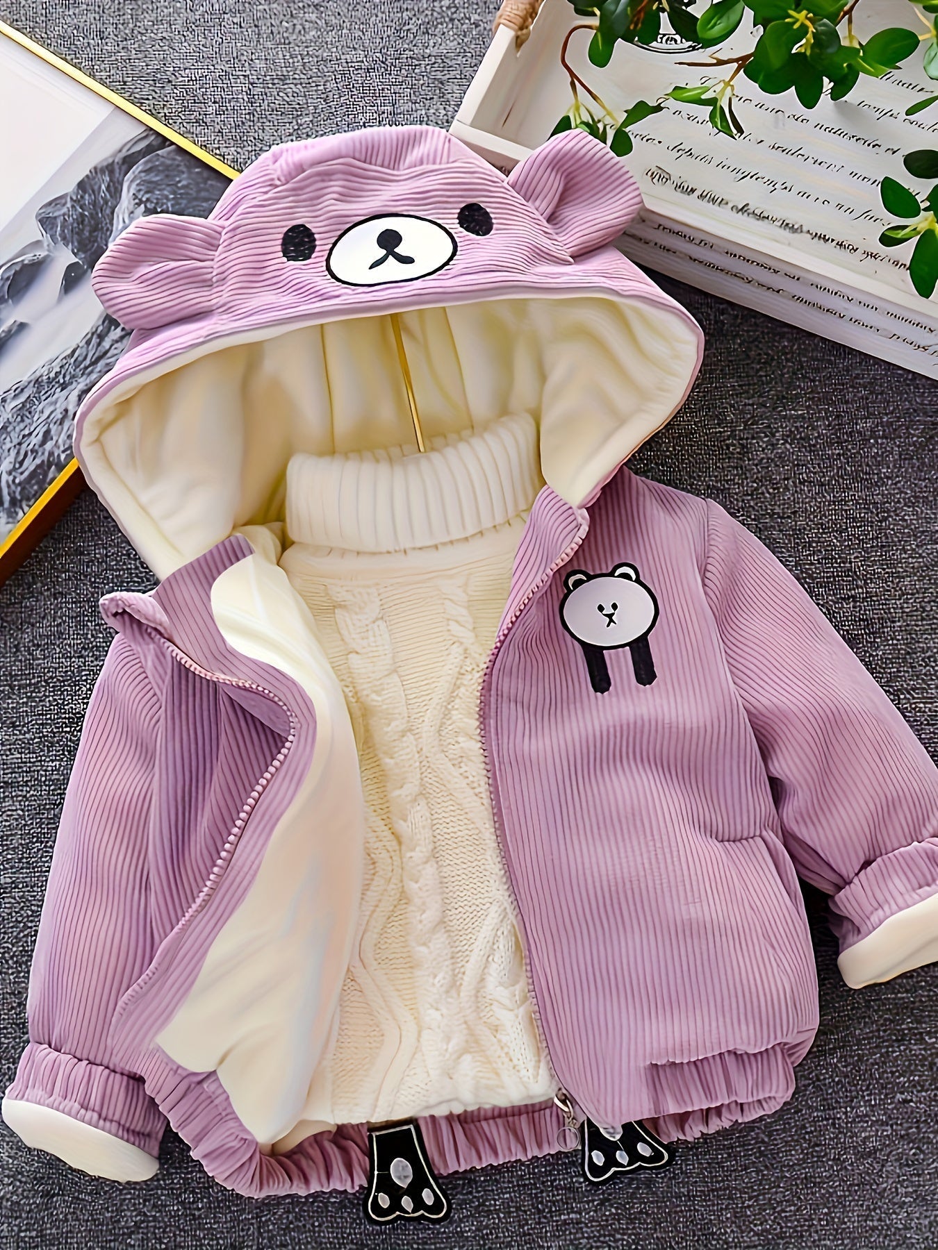 ETHAN - Chaqueta infantil de pana con capucha para invierno